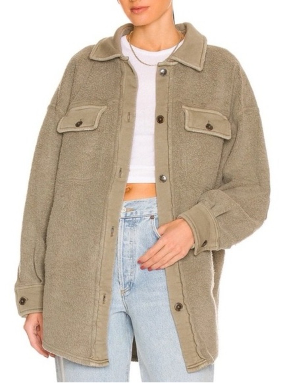 Free People Dirty Olive shirt jacket Shacket